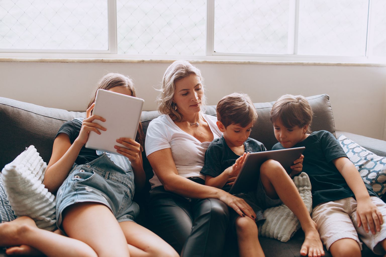 Everyday scene related to family tablet