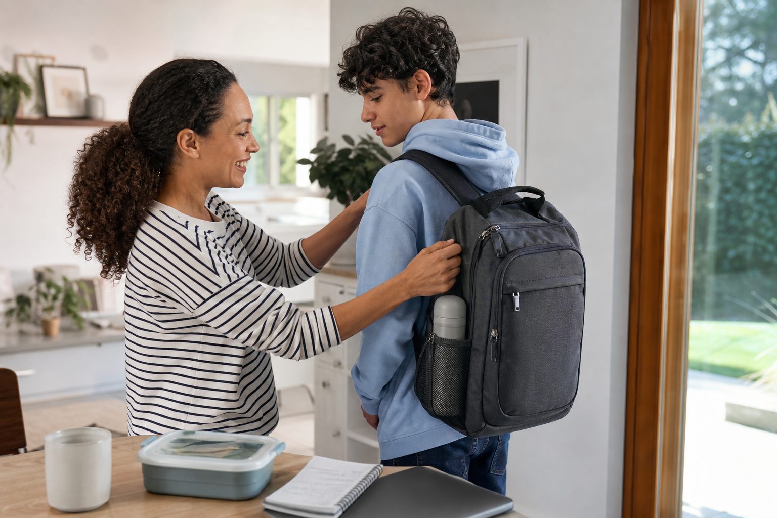 Everyday scene related to school backpack