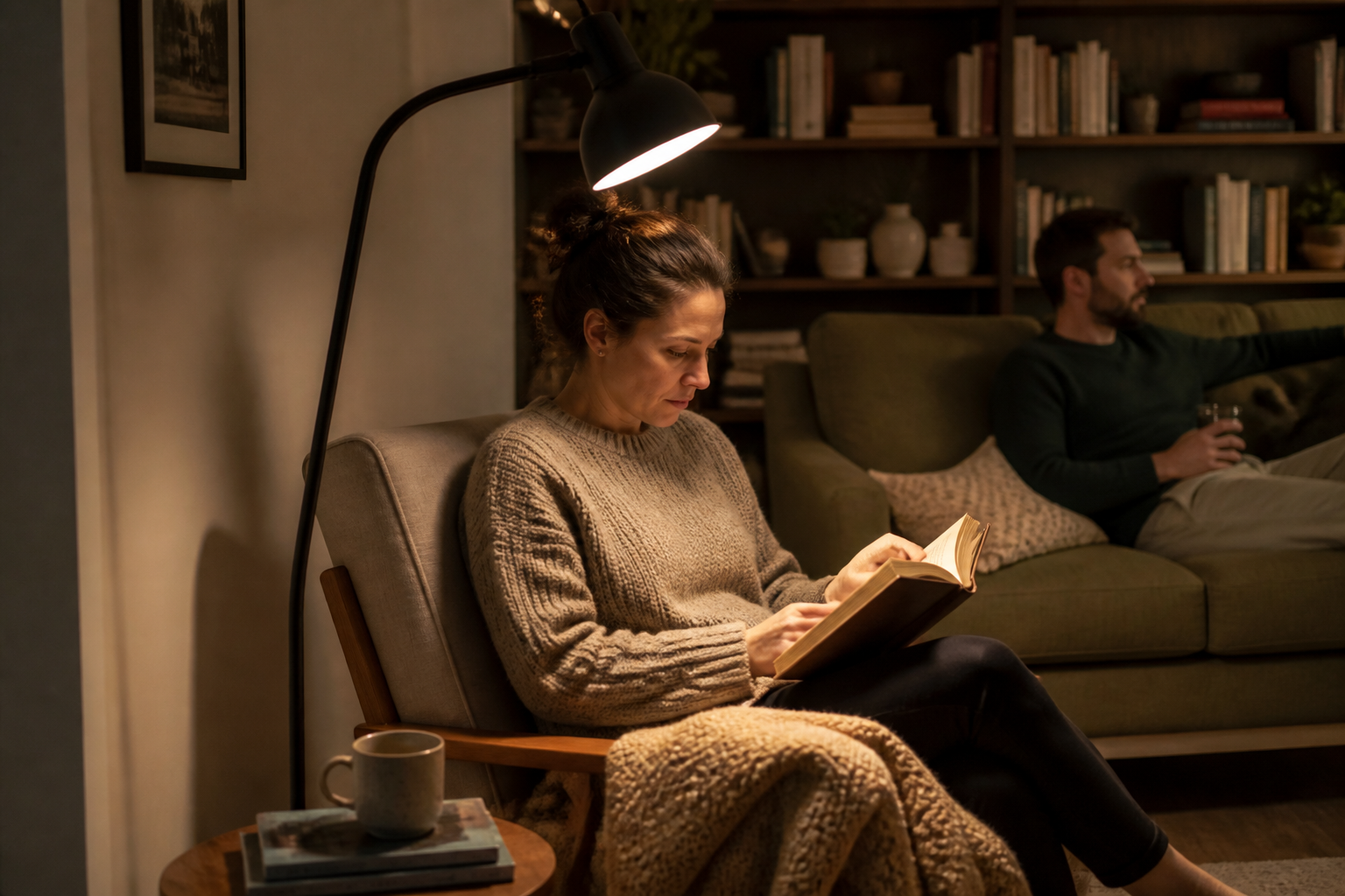 Everyday scene related to reading lamp