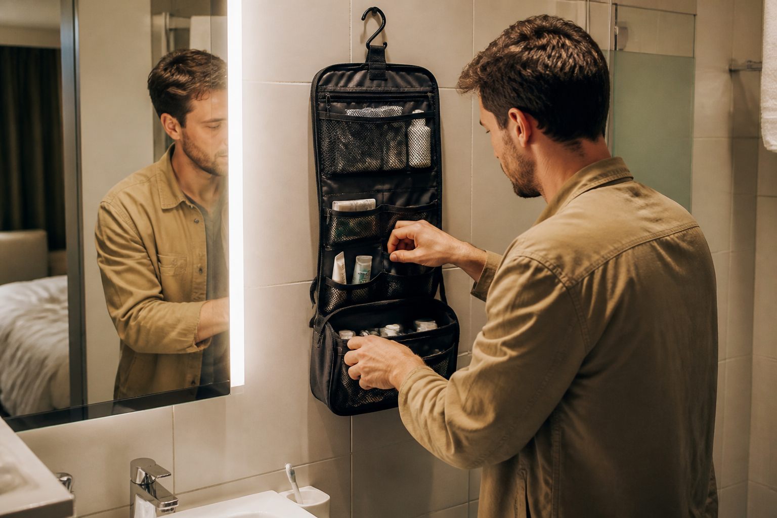 A realistic everyday toiletry bag shopping scenario