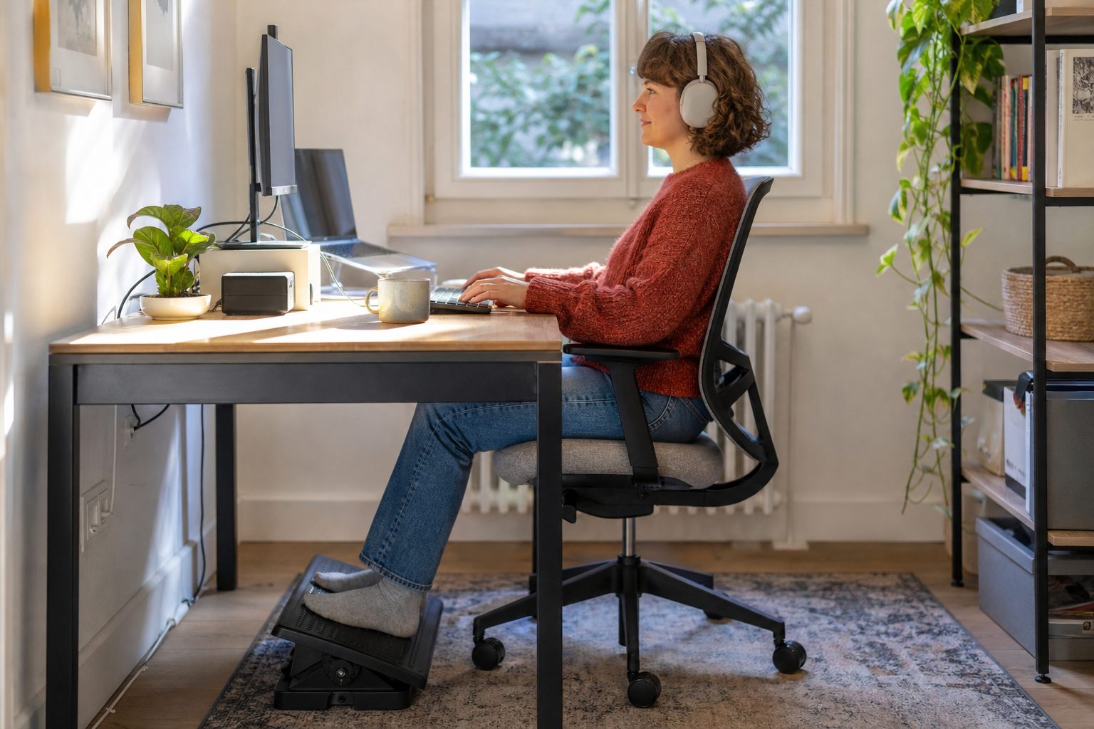 A realistic everyday desk footrest shopping scenario