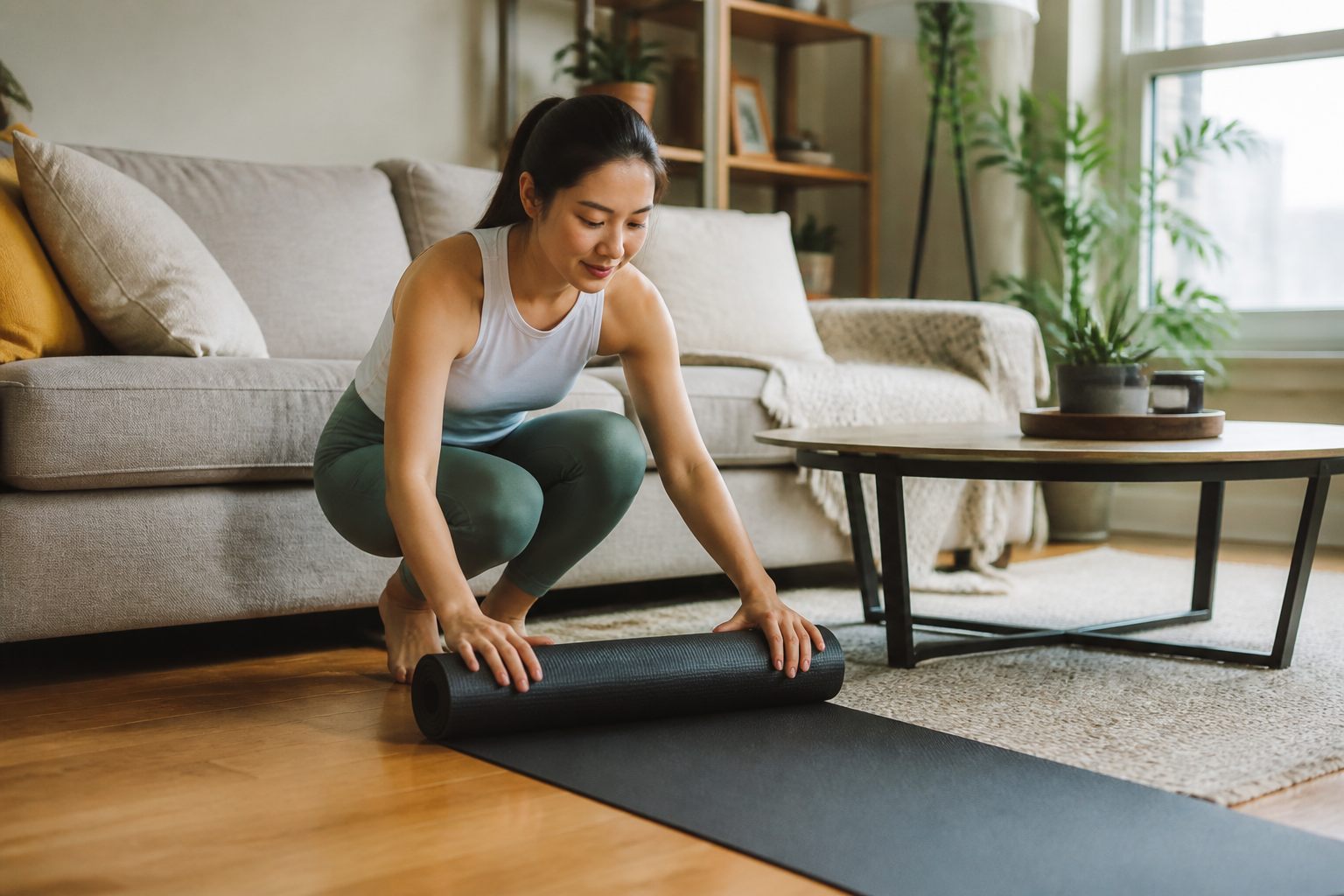 Everyday scene related to yoga mat